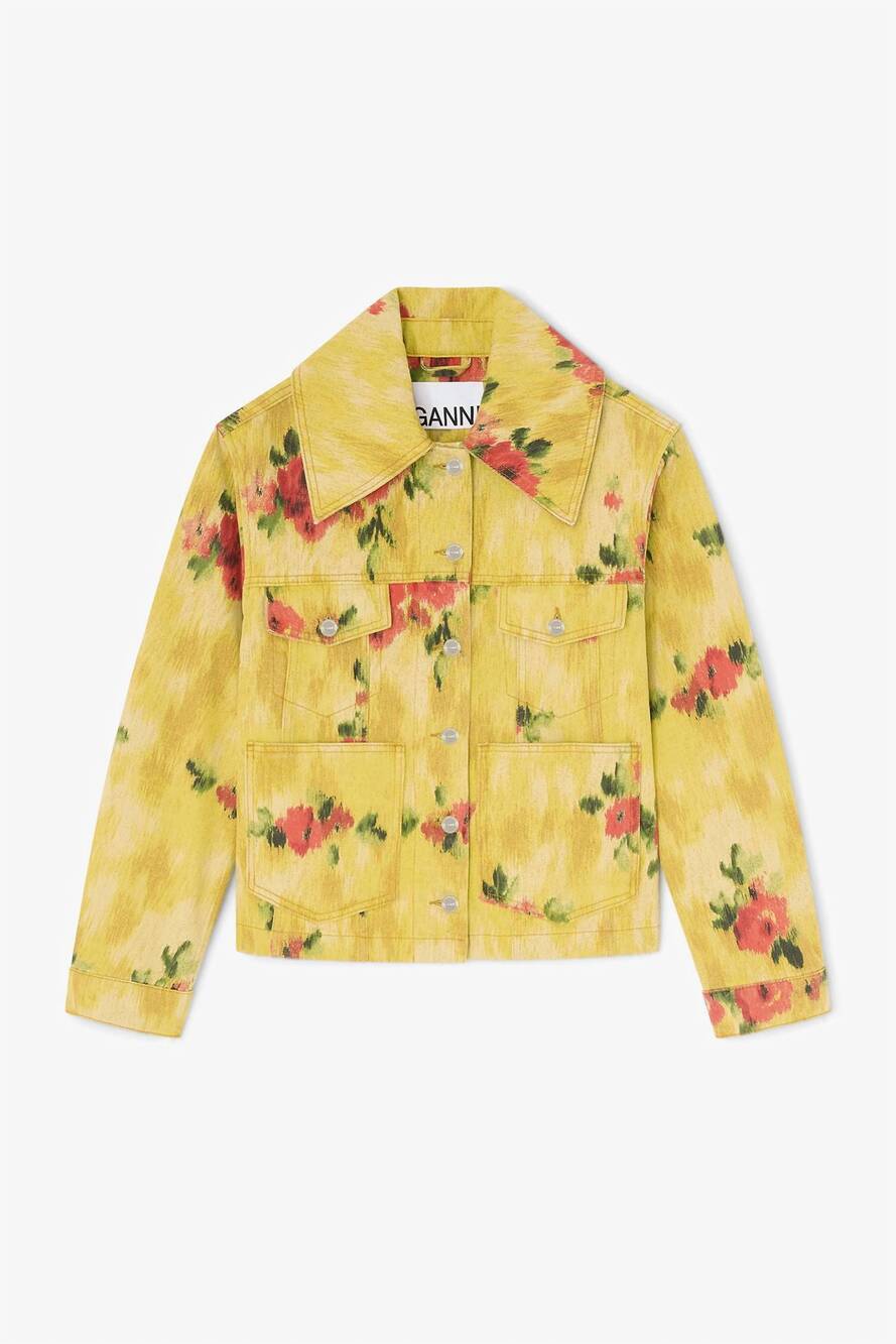 NEW GANNI print denim jacket in vibrant yellow - Picture 5 of 5
